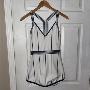 Free People Striped White and Black Sleeveless Tennis Dress